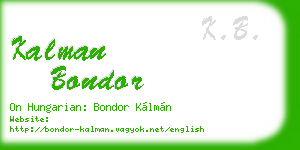 kalman bondor business card